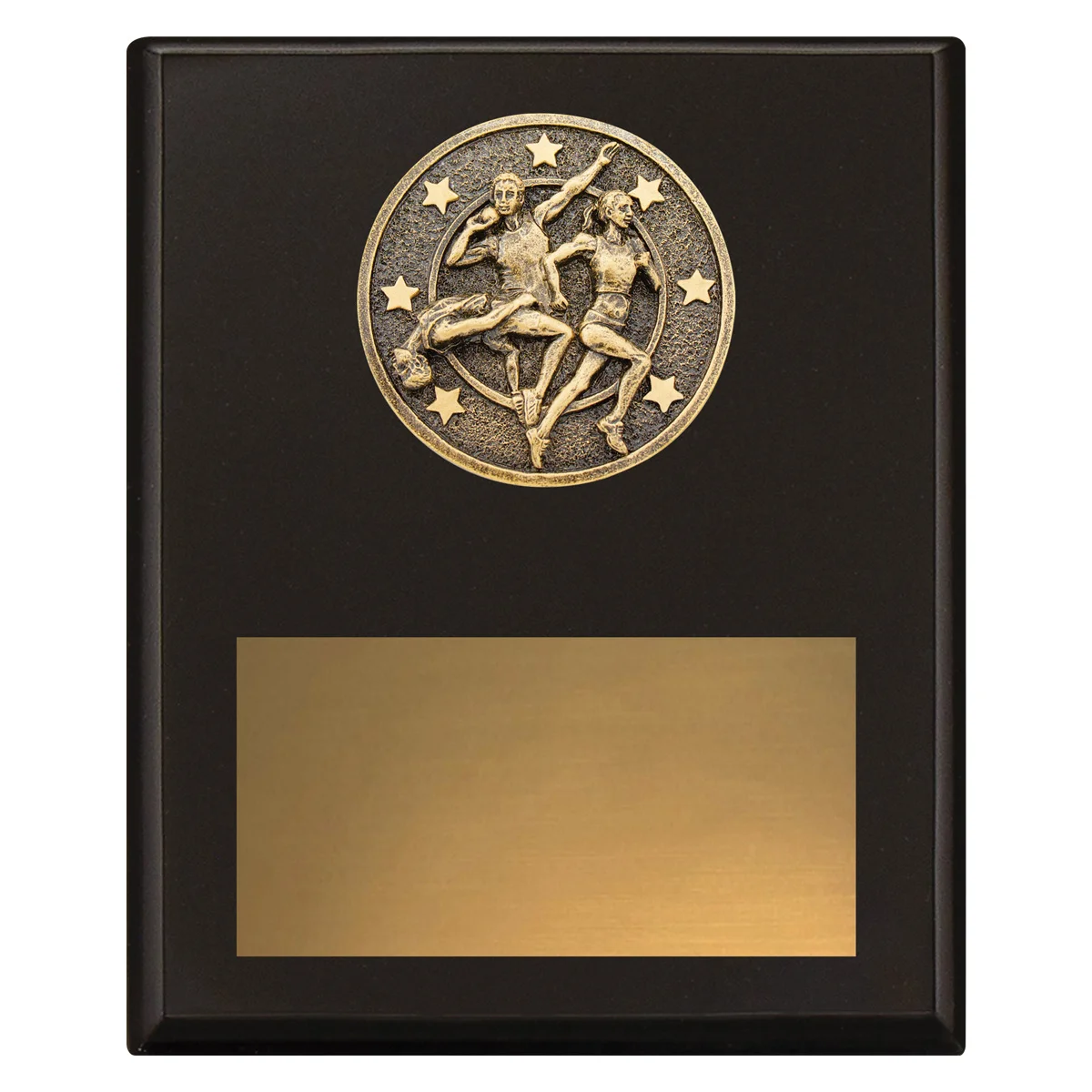 Black challenge plaque - track & field with timber construction
