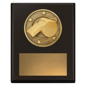 Black challenge plaque - whistle with timber construction