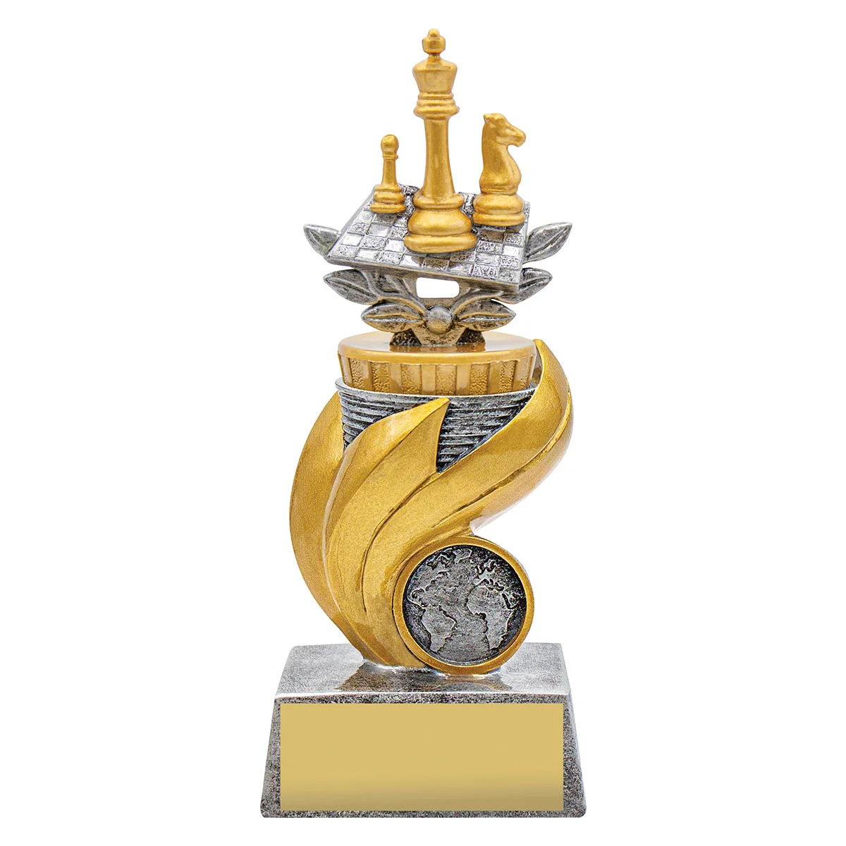 ur78a-silver Silver chess flame with resin construction