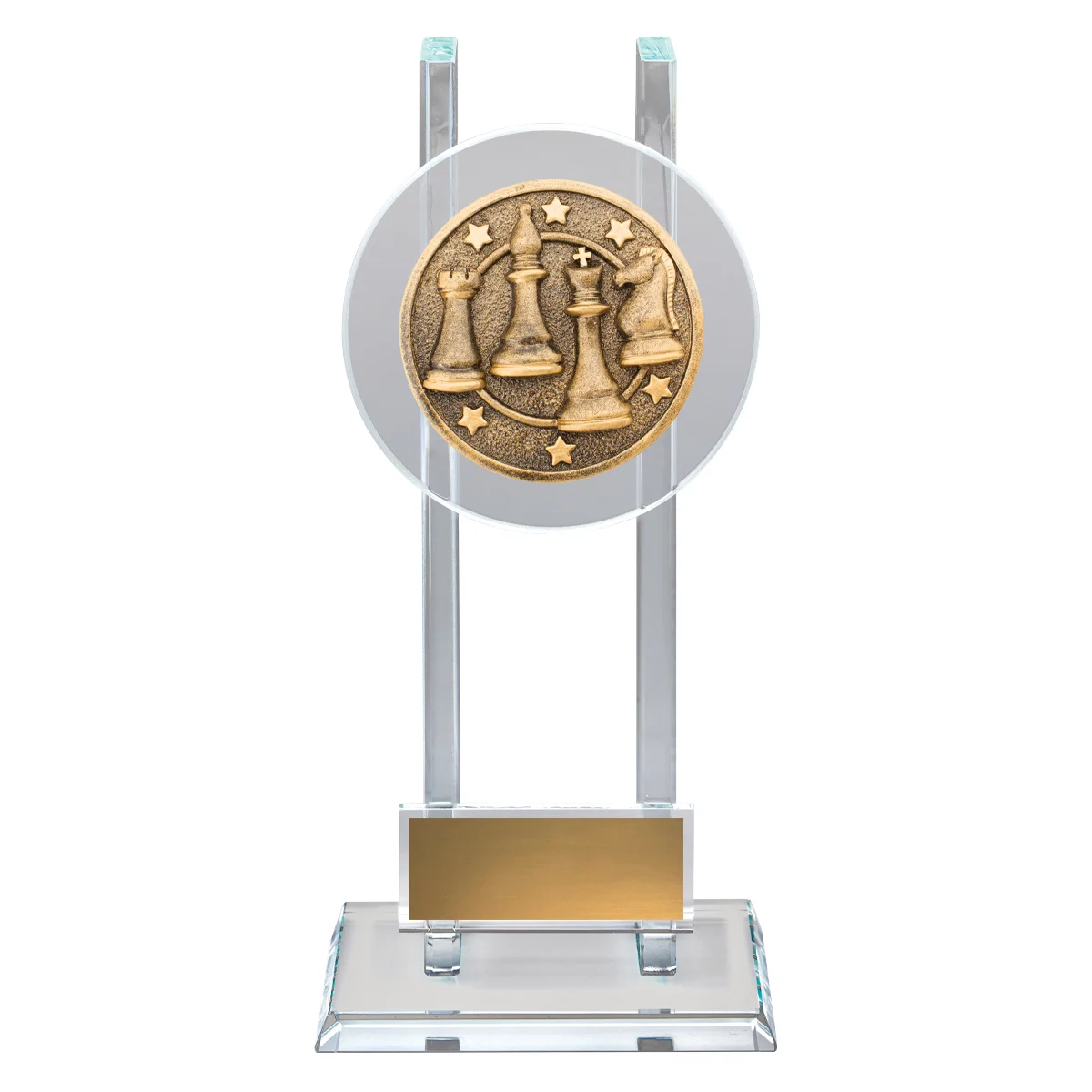 sg278a-gold Gold chess spartan glass with glass construction