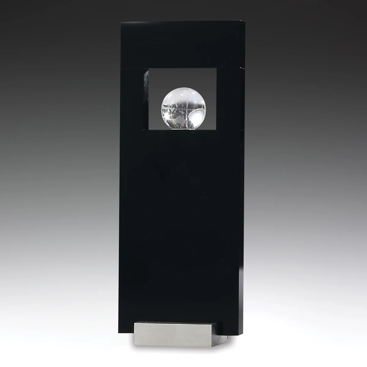 yj657s-black-grey-bg Black cip crystal globe with crystal / metal construction