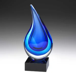 Blue cloudburst award with glass construction