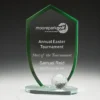 Green club champion award with glass construction