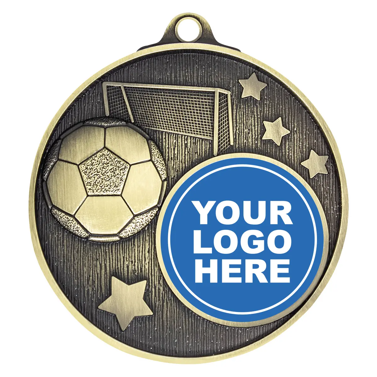 mc604g-gold Gold club medal - football with metal construction