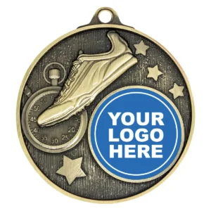 Gold club medal - track with metal construction