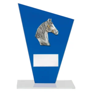 Blue cobalt glass - horse with glass construction