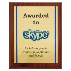 Walnut colour plaque - gold with timber construction