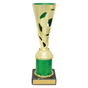 Green copa green football with plastic / marble construction