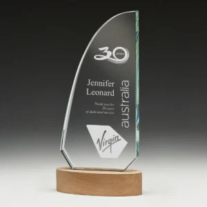 Corvette award with glass / wood construction