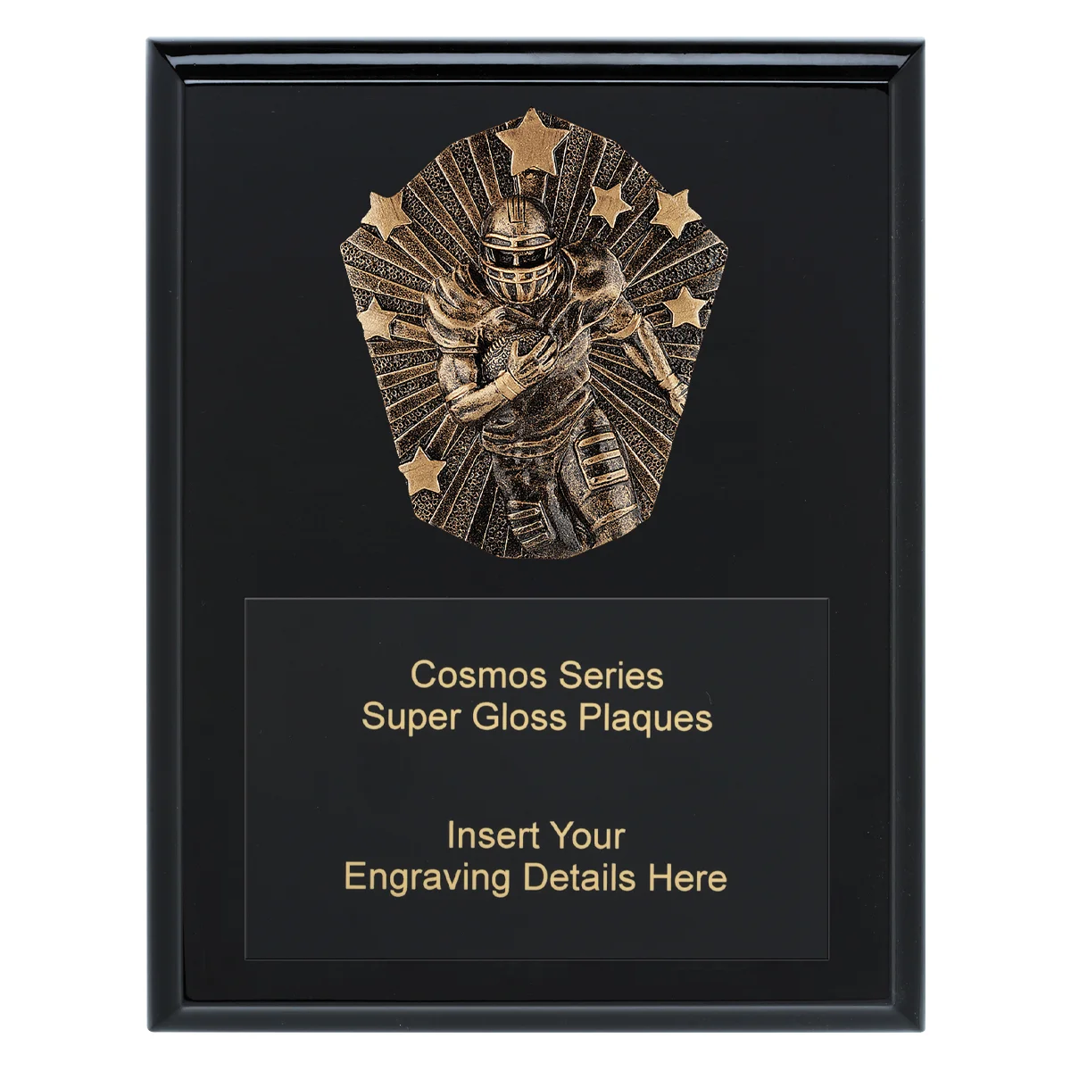 crk755a-black Black cosmos super plaque - american football with timber construction