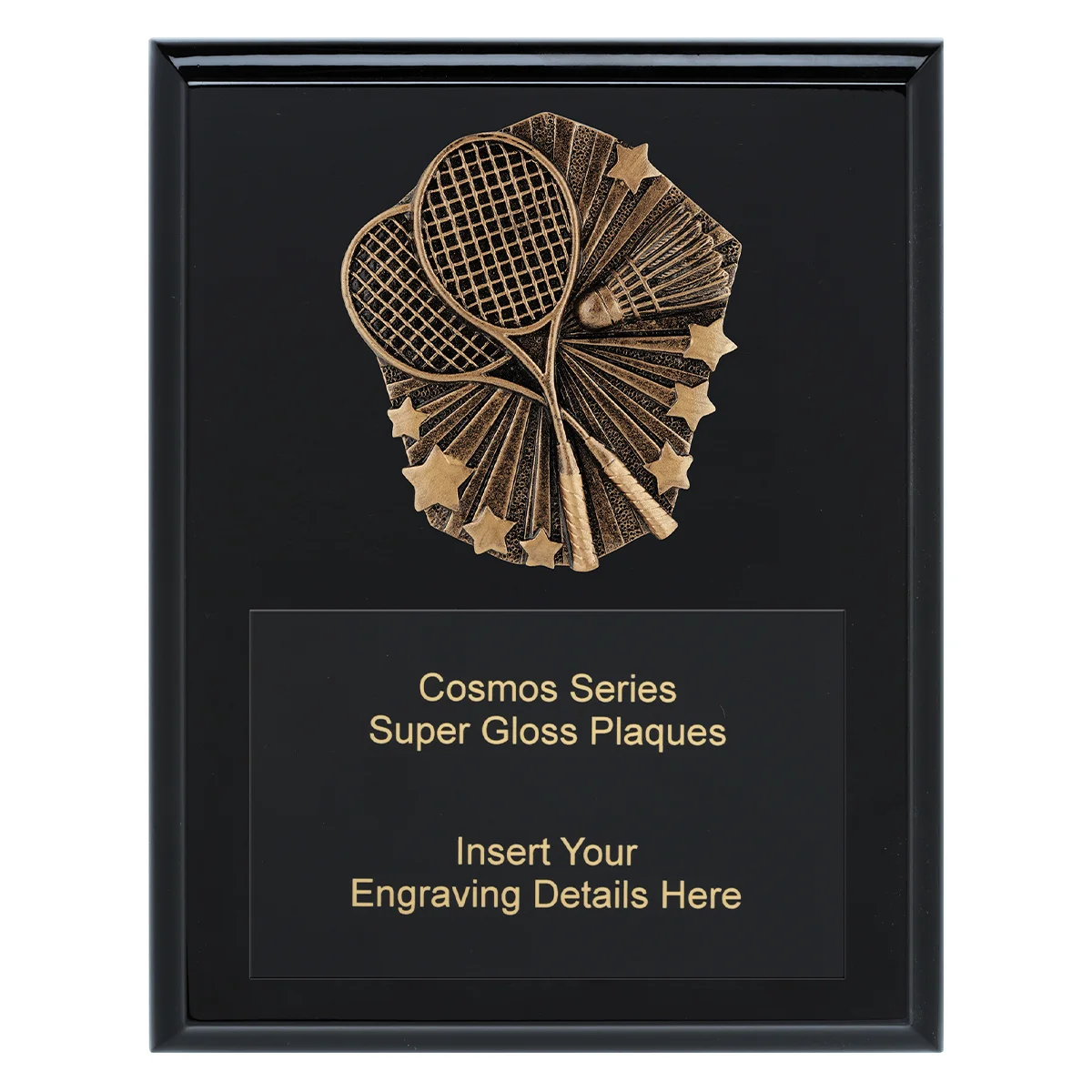 crk746a-black Black cosmos super plaque - badminton with timber construction