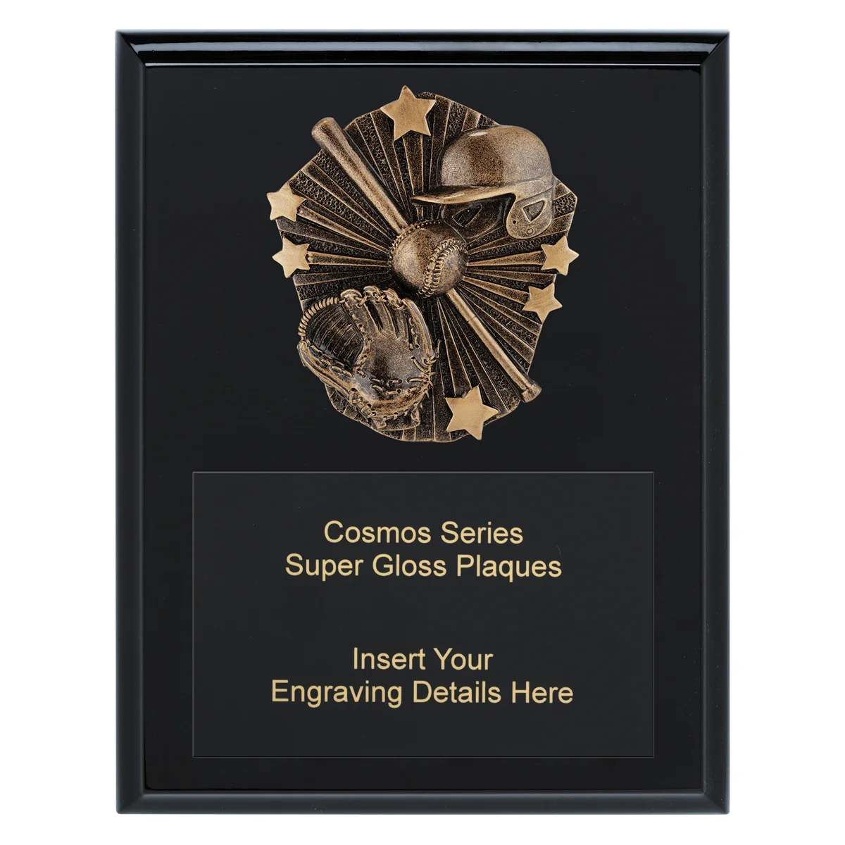 Black cosmos super plaque - baseball with timber construction