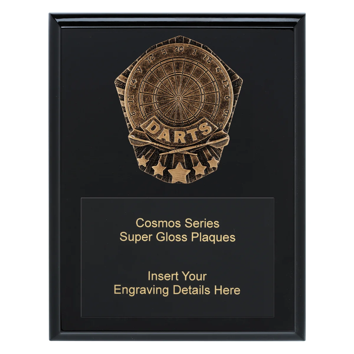 crk738a-black Black cosmos super plaque - darts with timber construction