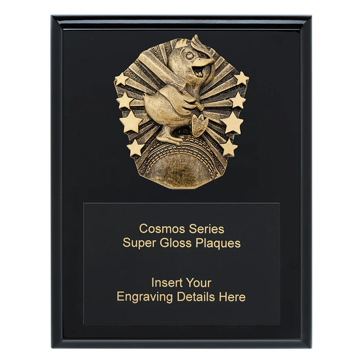 crk799a-black Black cosmos super plaque - duck with timber construction