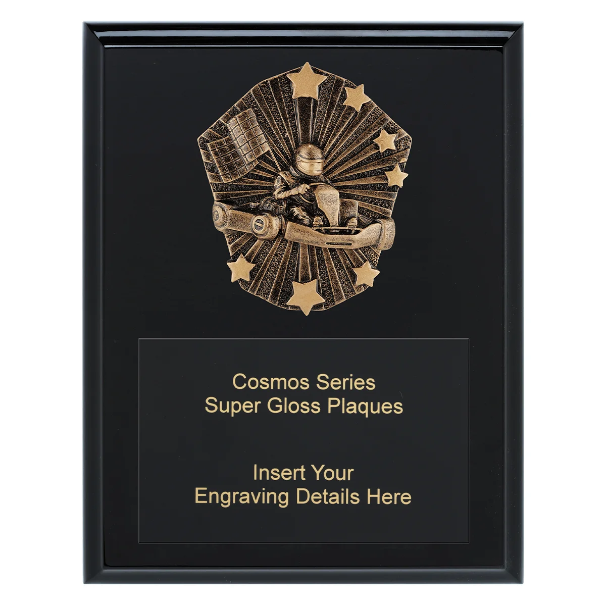 crk765a-black Black cosmos super plaque - go kart with timber construction