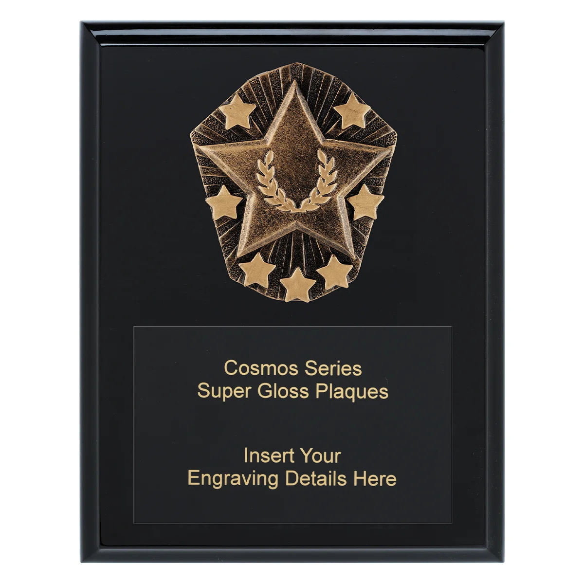 crk795a-black Black cosmos super plaque - star with timber construction