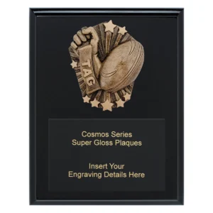 Black cosmos super plaque - tag footy with timber construction
