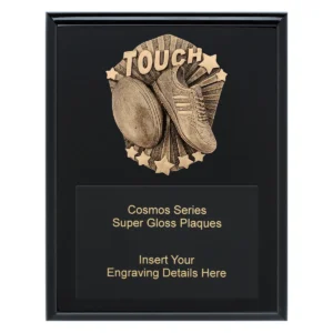 Black cosmos super plaque - touch footy with timber construction