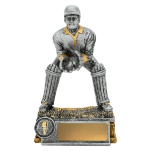 Silver cricket wicketkeeper with resin construction