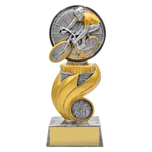 Silver cycling flame with resin construction