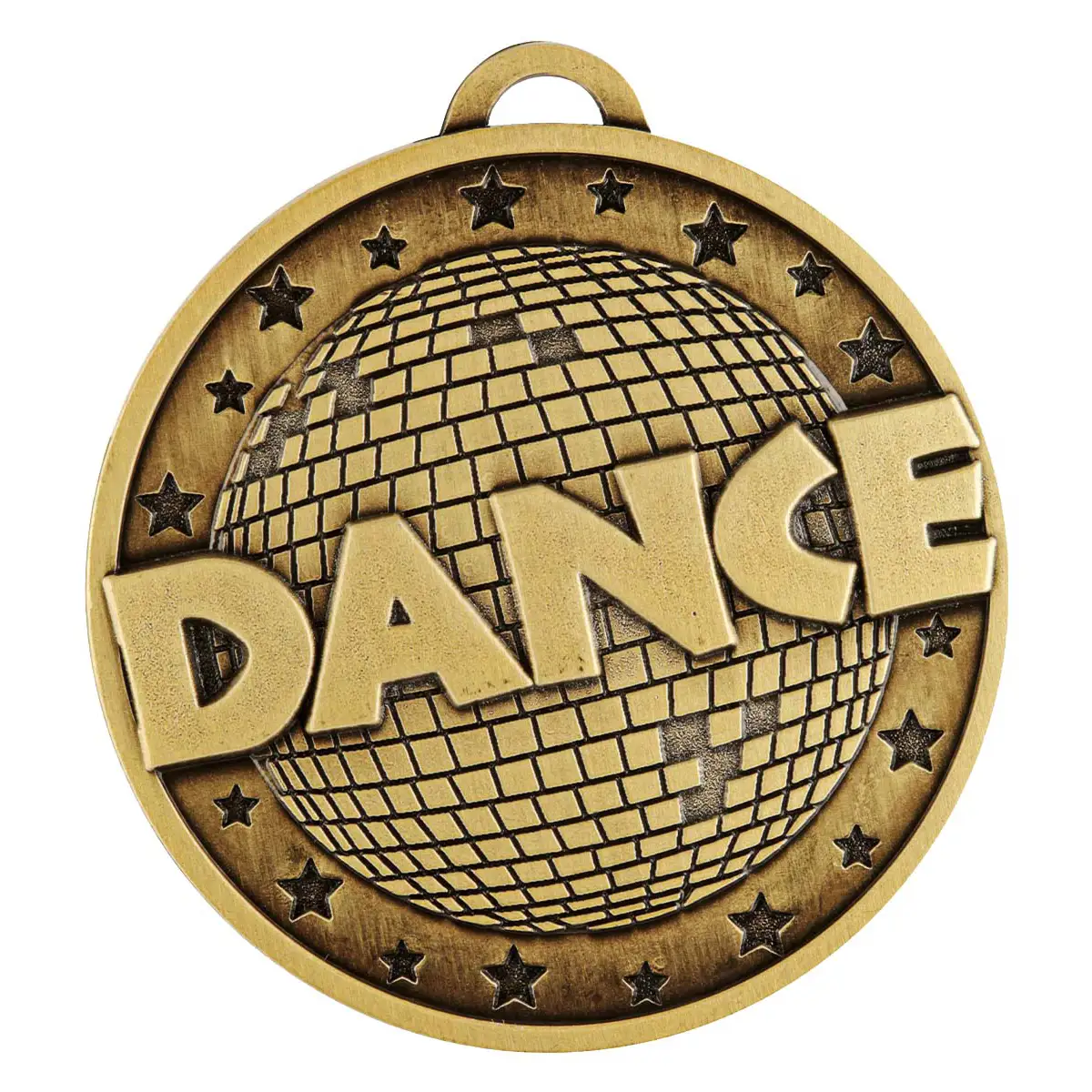 Gold dance glitter medal with metal construction