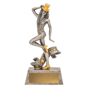 Silver dance jazz trophy with resin construction