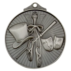 Silver dance medal with metal construction