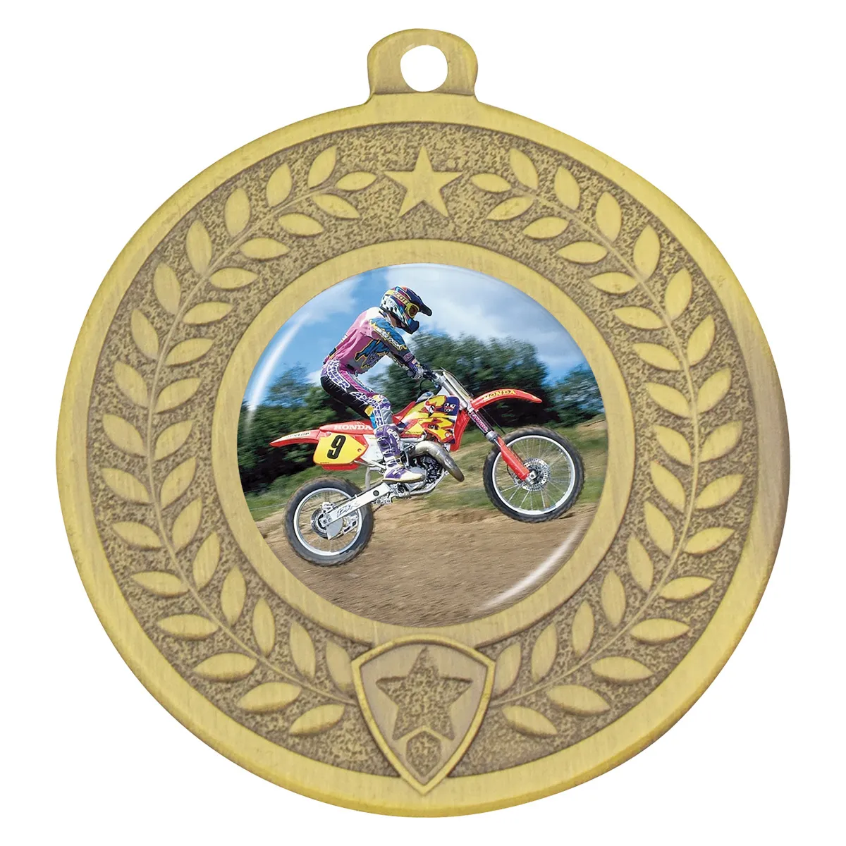 dmk117g-gold Gold distinction - motocross with metal construction