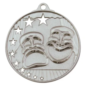 Silver drama stars with metal construction