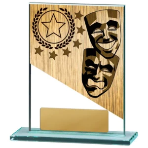Clear / gold drama theme on glass with glass / epoxy construction