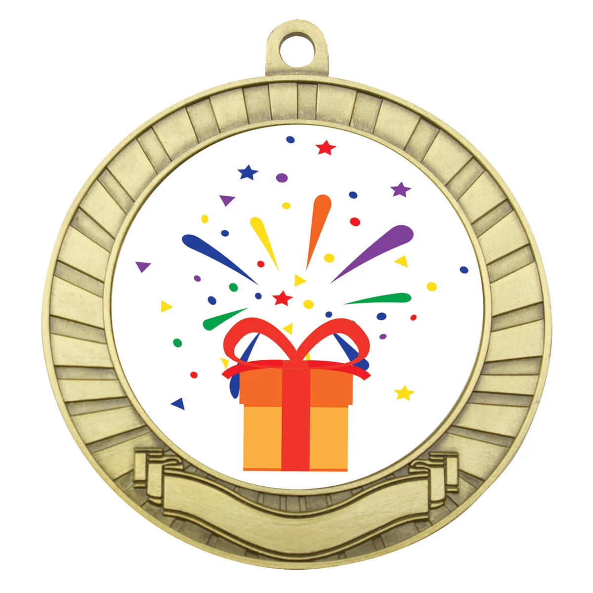 ase243g-gold Gold eco scroll - birthday with metal construction