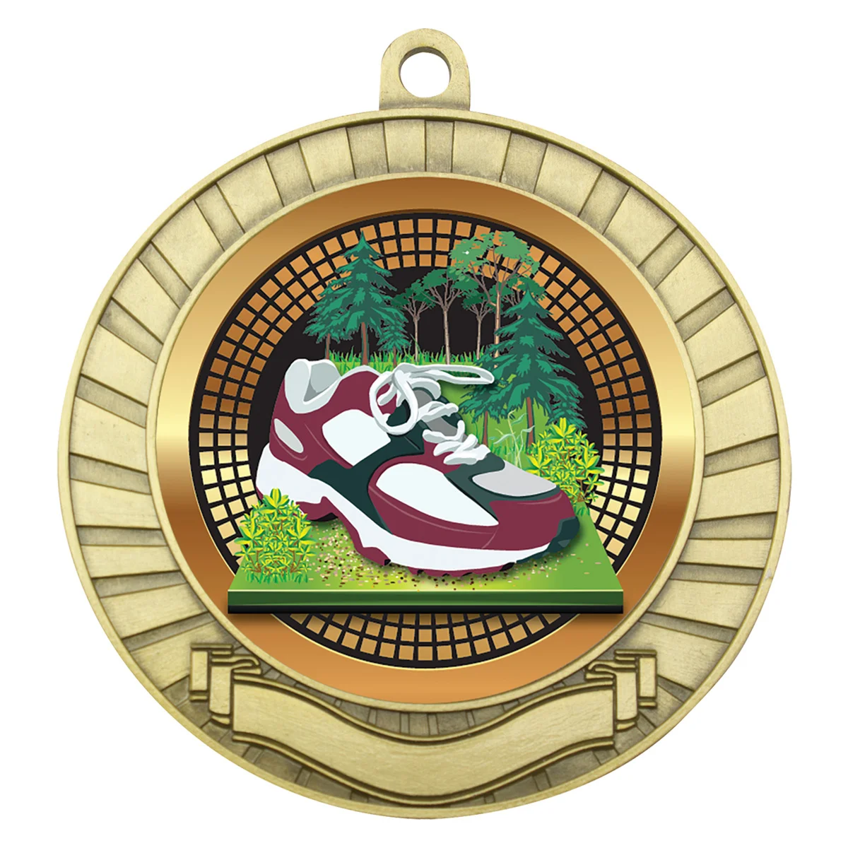 mes225g-gold Gold eco scroll - cross country with metal construction
