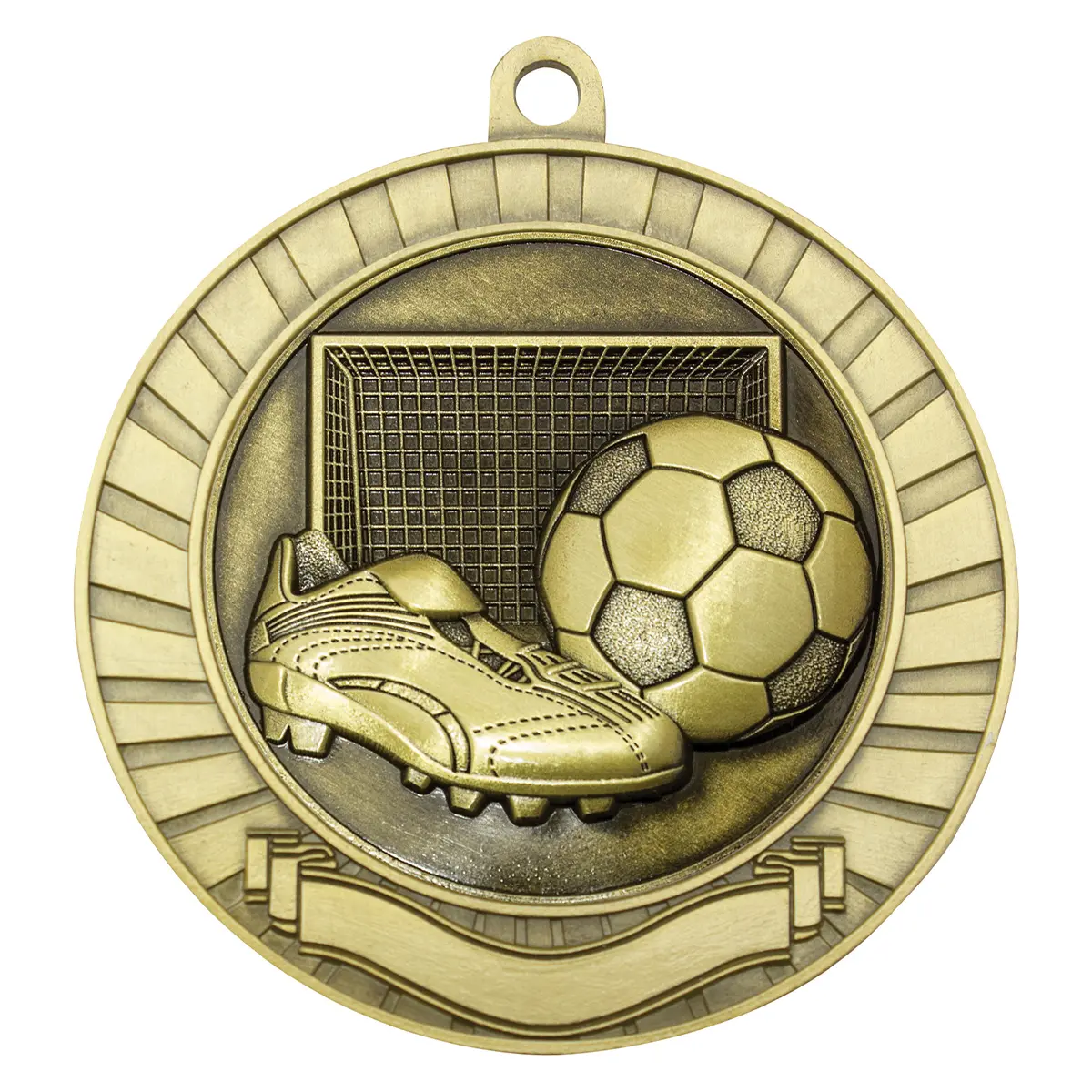 mmy280g-gold Gold eco scroll - football with metal construction