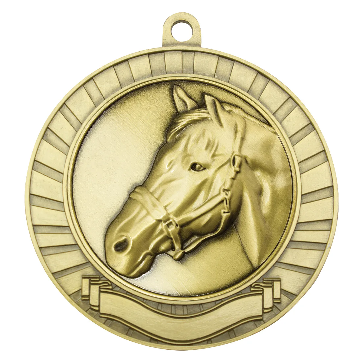 mmy235g-gold Gold eco scroll - horse with metal construction