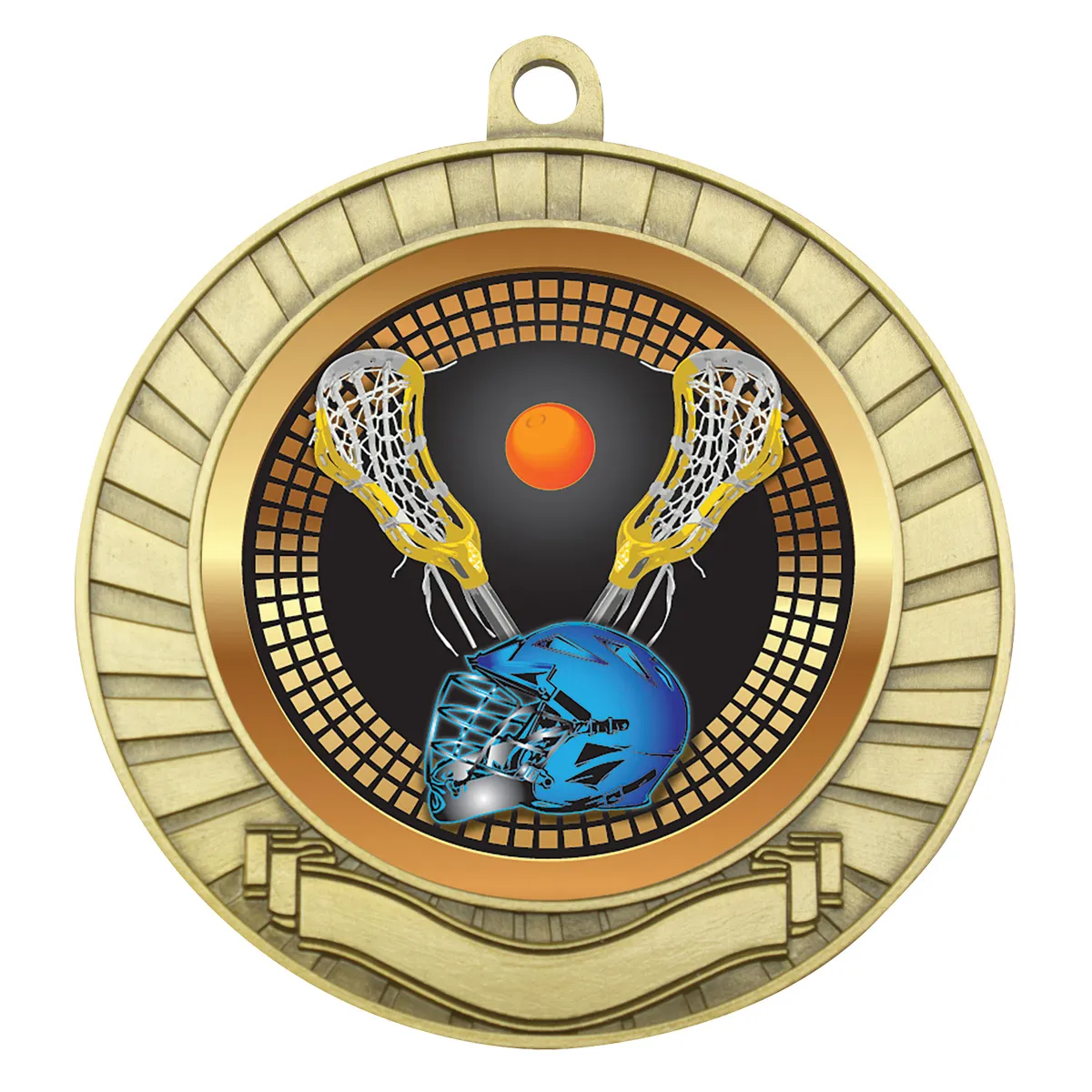 mes263g-gold Gold eco scroll - lacrosse with metal construction