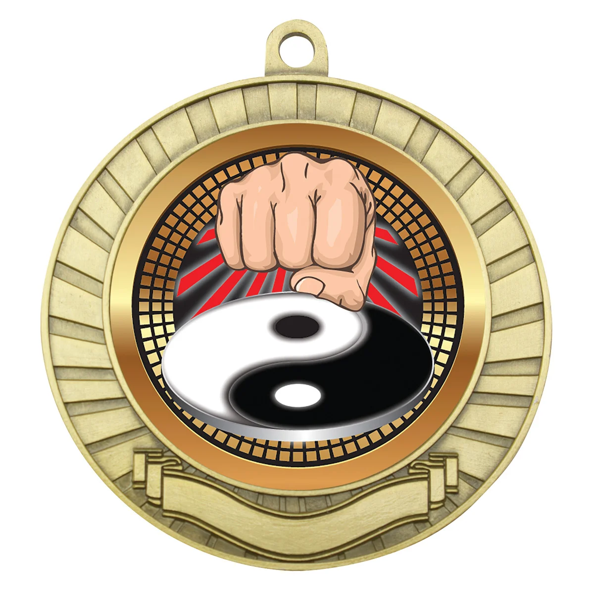 mes245g-gold Gold eco scroll - martial arts with metal construction