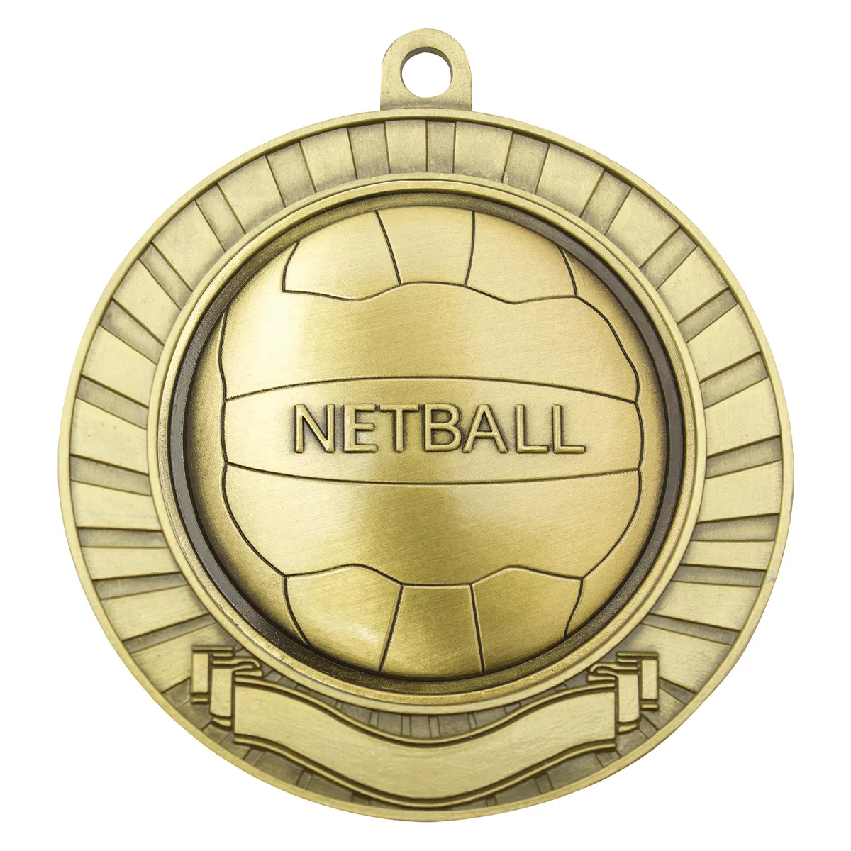 mmy291g-gold Gold eco scroll - netball with metal construction
