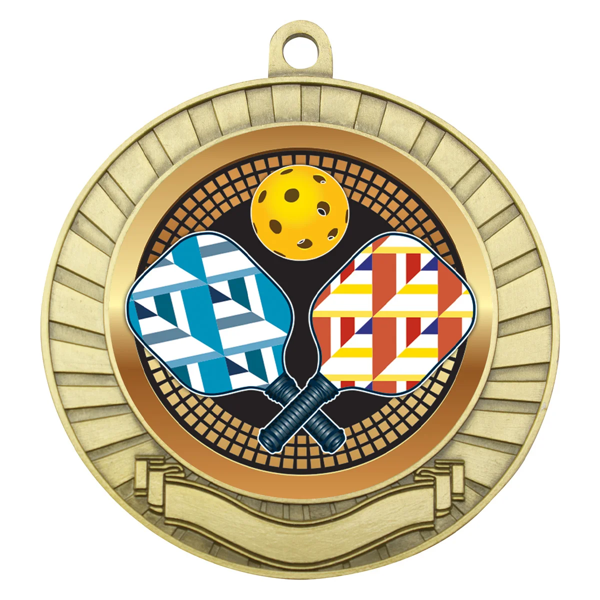 mes271g-gold Gold eco scroll - pickleball with metal construction