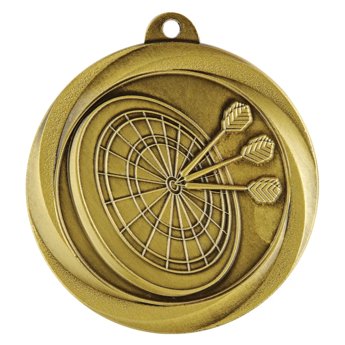 Gold econo darts medal with metal construction