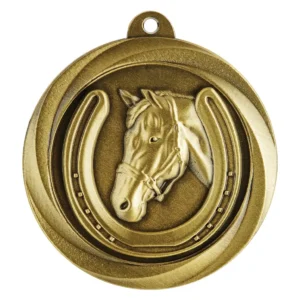 Gold econo horse medal with metal construction