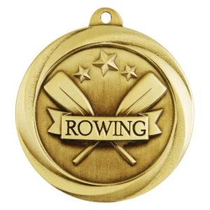 Gold econo rowing medal with metal construction