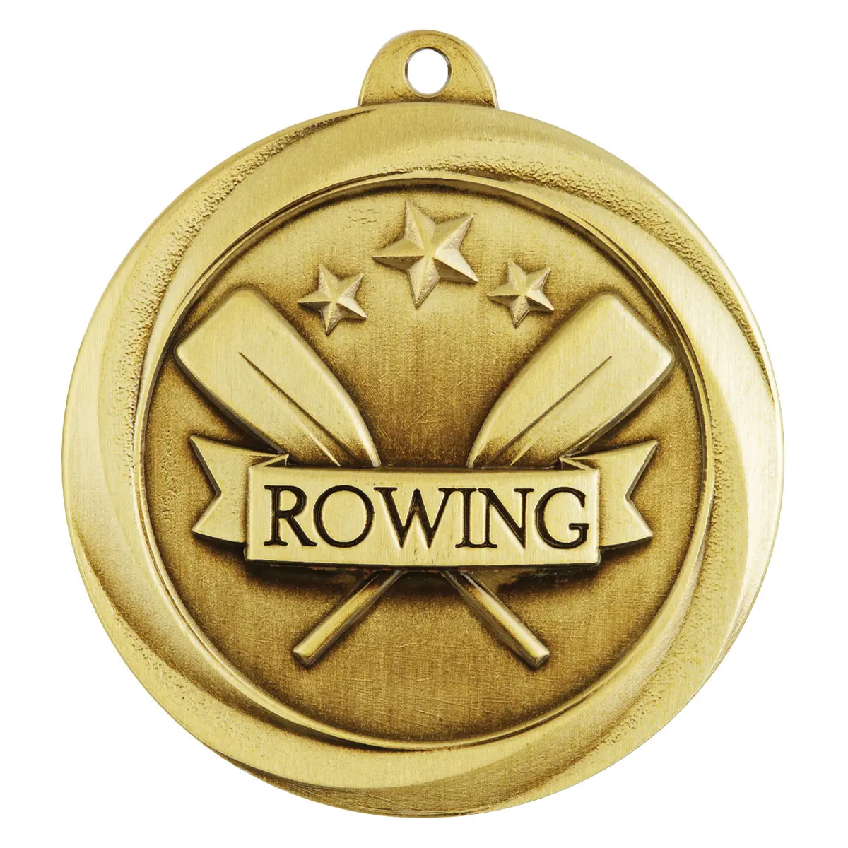 Gold econo rowing medal with metal construction