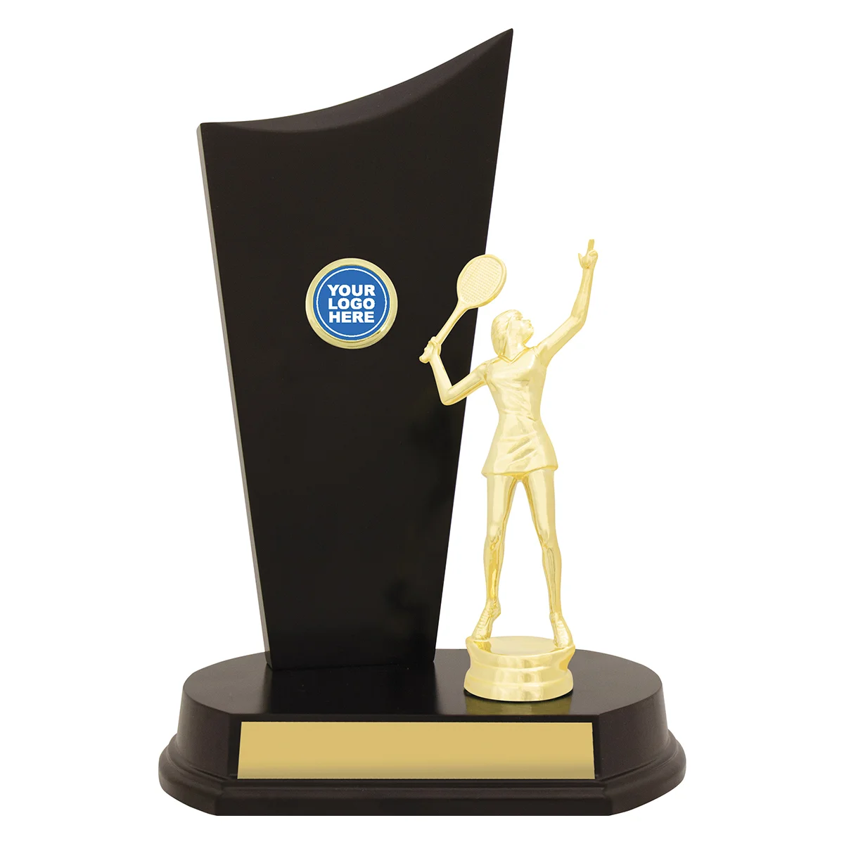 Gold female tennis timber crest with plastic / timber construction