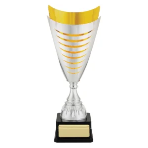 Silver / gold ferrata cup with plastic / metal construction