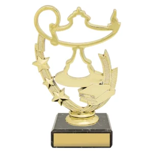 Gold figure trophy - academic with plastic / marble construction