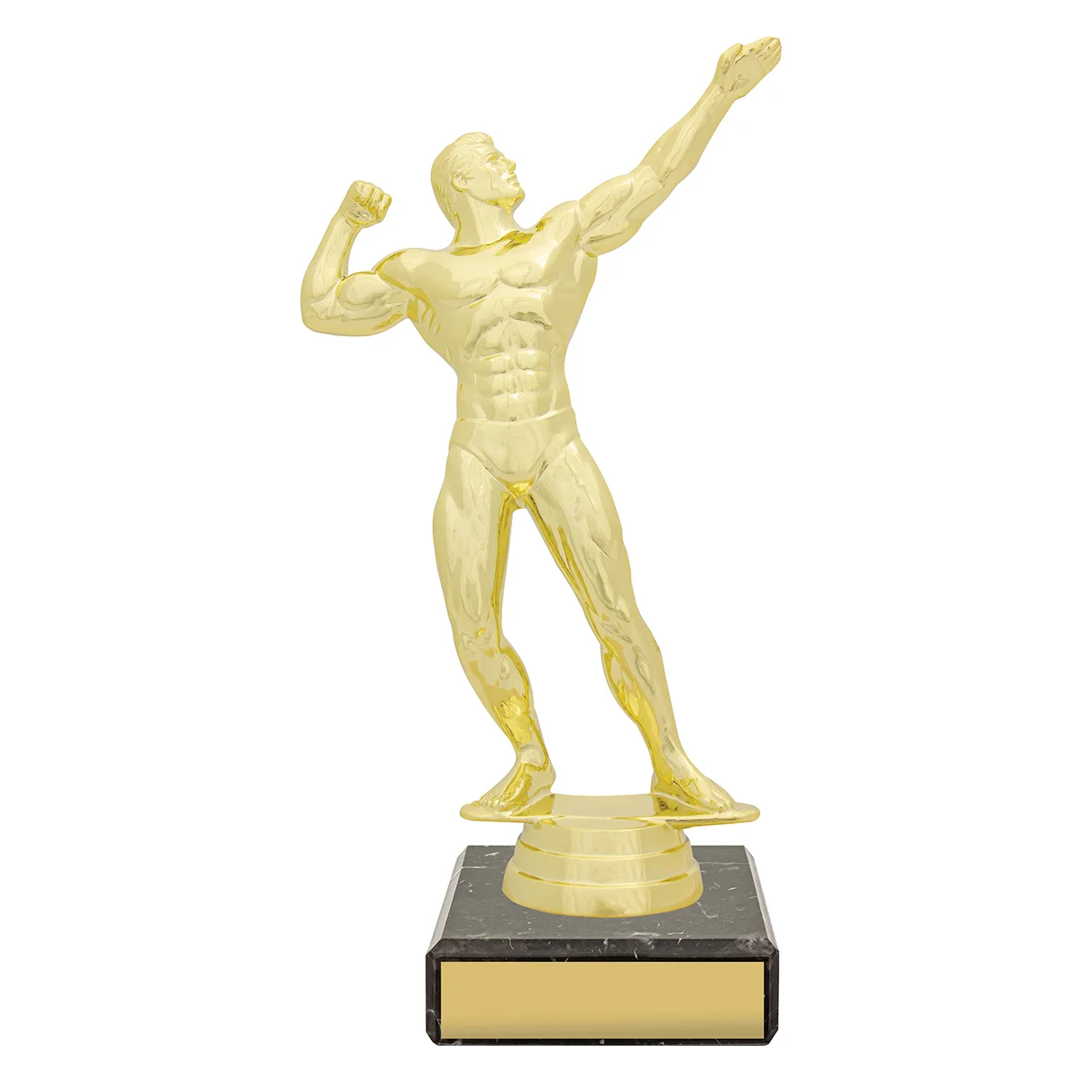 yb8273-gold Gold figure trophy - bodybuilder with plastic / marble construction