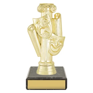 Gold figure trophy - drama with plastic / marble construction