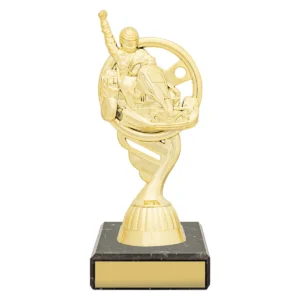 Gold figure trophy - go kart with plastic / marble construction