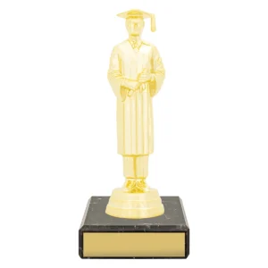 Gold figure trophy - graduate with plastic / marble construction