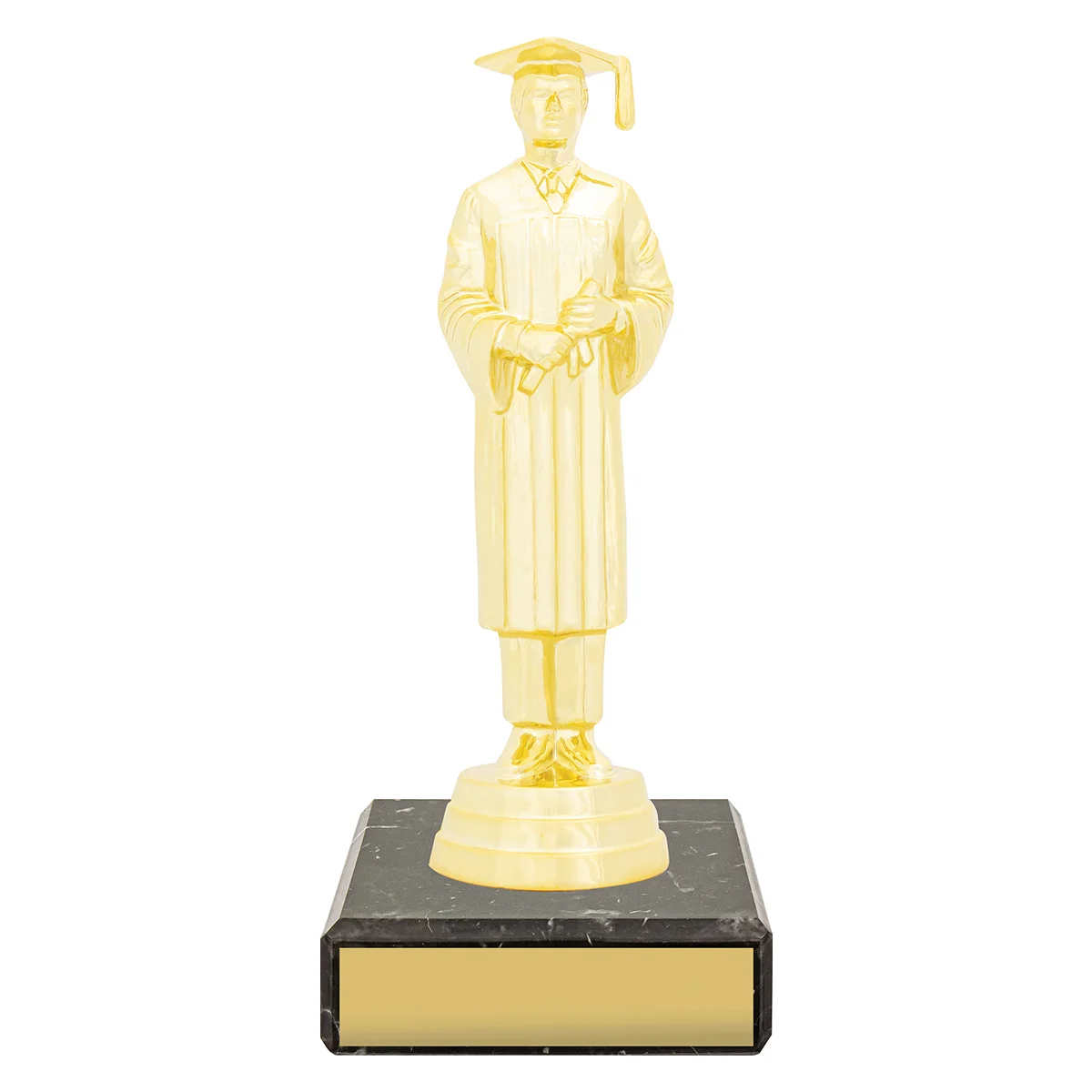 yb8282-gold Gold figure trophy - graduate with plastic / marble construction